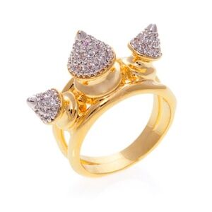 Noir NYC honey 3 spike pavé ring